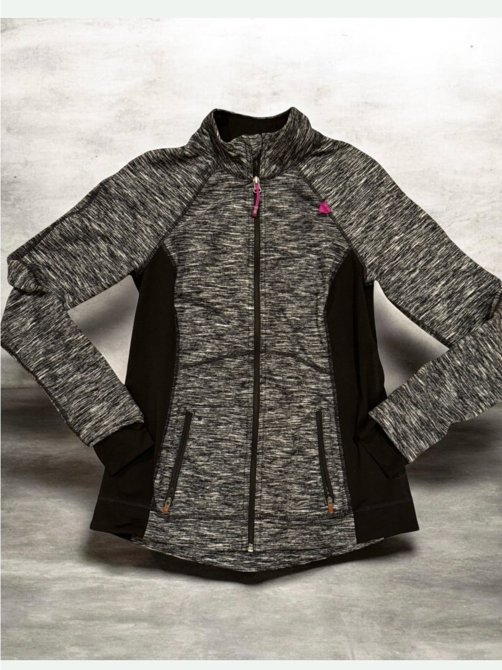 Tangerine Heathered Gray and Black Utility Jacket with Pink Accent